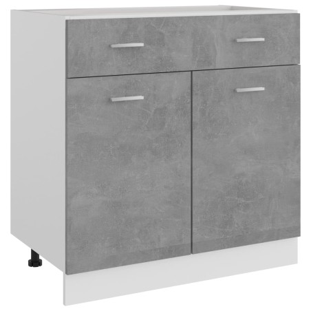 vidaXL Armario bajo cajón madera ingeniería gris hormigón 80x46x81,5cm