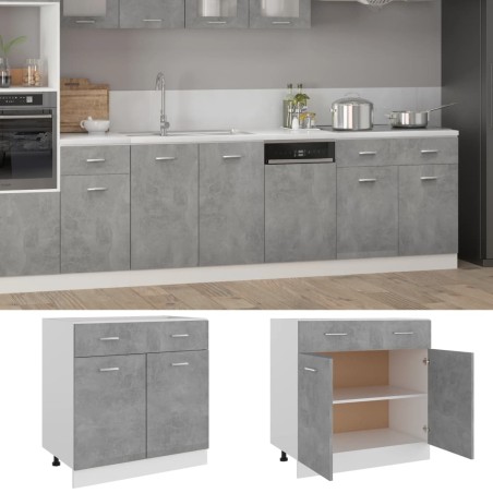 vidaXL Armario bajo cajón madera ingeniería gris hormigón 80x46x81,5cm