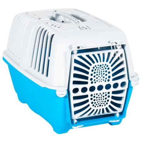 vidaXL Transportín de mascota blanco azul polipropileno 55x36x36 cm