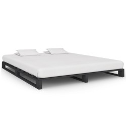 vidaXL Estructura de cama de palés madera maciza pino gris 200x200 cm