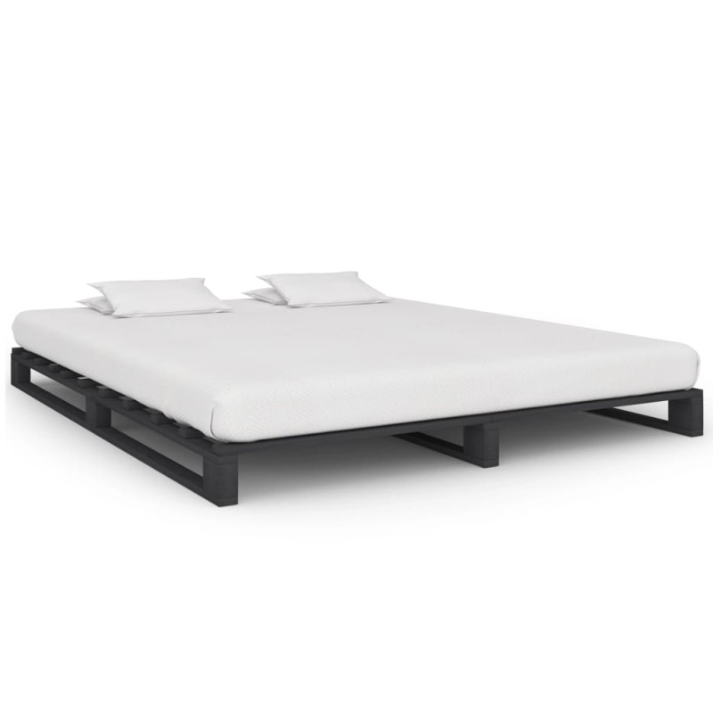 vidaXL Estructura de cama de palés madera maciza pino gris 200x200 cm vidaXL Estructura de cama de palés madera maciza pino gris 200x200 cm