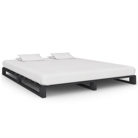 vidaXL Estructura de cama de palés madera maciza pino gris 200x200 cm