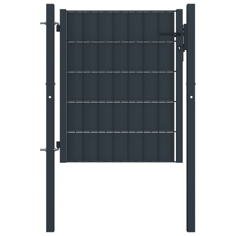 vidaXL Puerta de valla de PVC y acero gris antracita 100x81 cm vidaXL Puerta de valla de PVC y acero gris antracita 100x81 cm