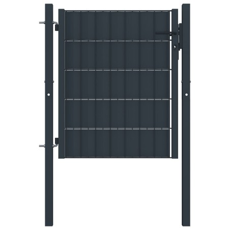 vidaXL Puerta de valla de PVC y acero gris antracita 100x81 cm  
