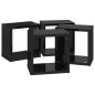 vidaXL Estantes cubo de pared 4 unidades negro brillo 22x15x22 cm vidaXL Estantes cubo de pared 4 unidades negro brillo 22x15x22 cm
