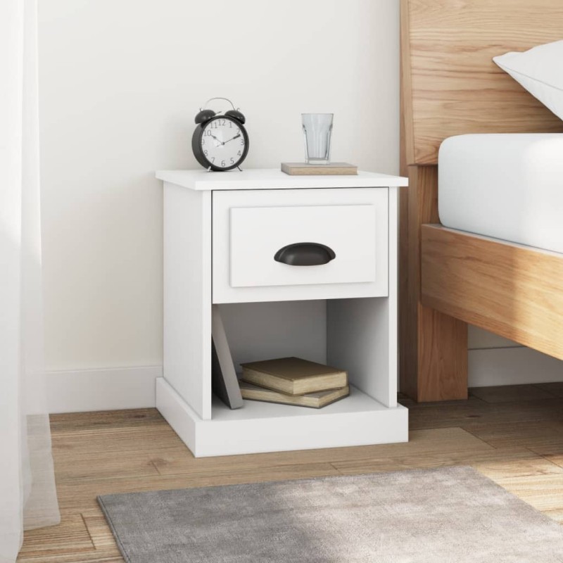vidaXL Mesita de noche madera contrachapada blanco 39x39x47,5 cm