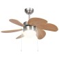 vidaXL Ventilador de techo con lámpara marrón claro 76 cm