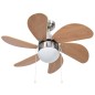 vidaXL Ventilador de techo con lámpara marrón claro 76 cm