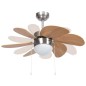 vidaXL Ventilador de techo con lámpara marrón claro 76 cm