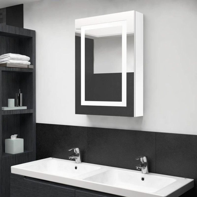 vidaXL Armario de baño con espejo LED blanco brillante 50x13x70 cm vidaXL Armario de baño con espejo LED blanco brillante 50x13x70 cm