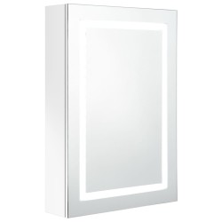 vidaXL Armario de baño con espejo LED blanco brillante 50x13x70 cm