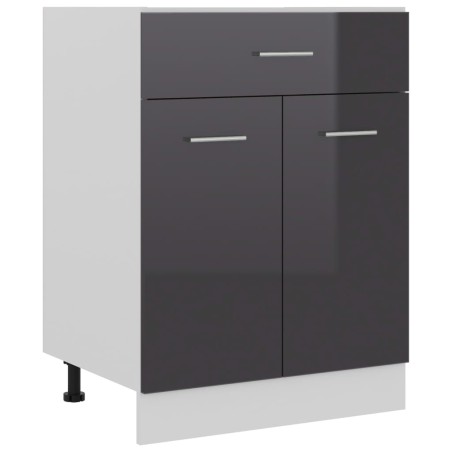 vidaXL Armario inferior cocina madera ingeniería gris brillo 60x46x81,5 cm