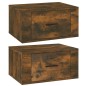vidaXL Mesitas de noche de pared 2 uds color roble ahumado 50x36x25 cm