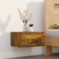 vidaXL Mesitas de noche de pared 2 uds color roble ahumado 50x36x25 cm