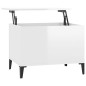 vidaXL Mesa de centro madera contrachapada blanco brillo 60x44,5x45 cm vidaXL Mesa de centro madera contrachapada blanco brillo 60x44,5x45 cm