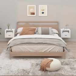 vidaXL Mesitas de noche de pared 2 uds blanco brillante 50x36x40 cm