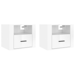 vidaXL Mesitas de noche de pared 2 uds blanco brillante 50x36x40 cm