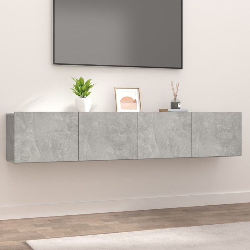 vidaXL Muebles TV 2 uds madera contrachapada gris hormigón 80x30x30 cm