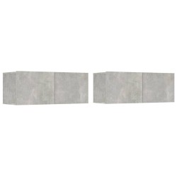 vidaXL Muebles TV 2 uds madera contrachapada gris hormigón 80x30x30 cm