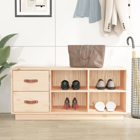 vidaXL Banco zapatero madera maciza de pino 100x34x45 cm