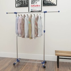 vidaXL Perchero ajustable acero inoxidable 165x44x150 cm plateado
