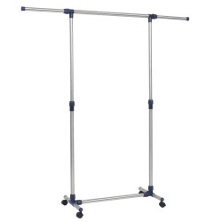 vidaXL Perchero ajustable acero inoxidable 165x44x150 cm plateado