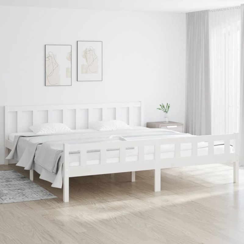 vidaXL Estructura de cama de madera maciza blanca 160x200 cm vidaXL Estructura de cama de madera maciza blanca 160x200 cm