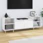 vidaXL Mueble para TV madera contrachapada blanco brillo 160x35x55 cm