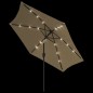 vidaXL Sombrilla de jardín con luces LED palo de acero 300cm gris topo vidaXL Sombrilla de jardín con luces LED palo de acero 300cm gris topo
