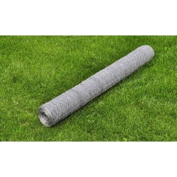 vidaXL Malla de alambre de acero galvanizado plateada 25x0,5 m