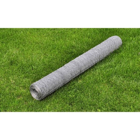 vidaXL Malla de alambre de acero galvanizado plateada 25x0,5 m