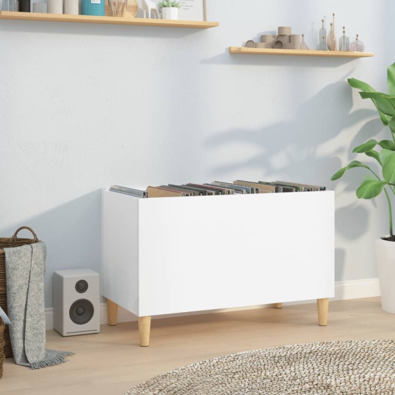 vidaXL Mueble discos madera contrachapada blanco brillo 74,5x38x48 cm vidaXL Mueble discos madera contrachapada blanco brillo 74,5x38x48 cm