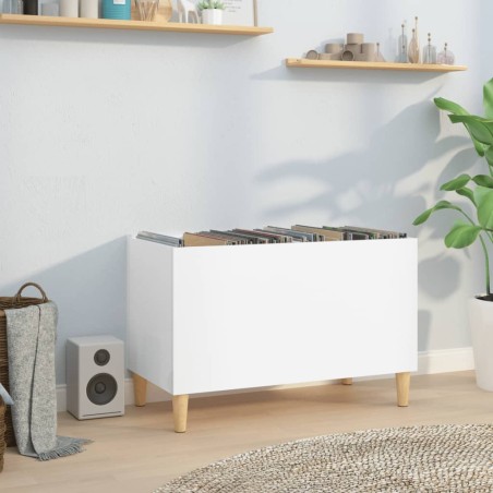 vidaXL Mueble discos madera contrachapada blanco brillo 74,5x38x48 cm