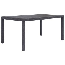 vidaXL Mesa de jardín de plástico aspecto ratán marrón 150x90x72 cm 