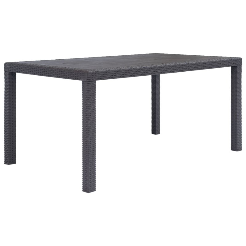 vidaXL Mesa de jardín de plástico aspecto ratán marrón 150x90x72 cm vidaXL Mesa de jardín de plástico aspecto ratán marrón 150x90x72 cm