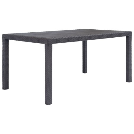 vidaXL Mesa de jardín de plástico aspecto ratán marrón 150x90x72 cm 