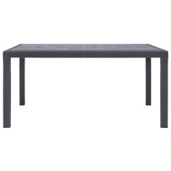 vidaXL Mesa de jardín de plástico aspecto ratán marrón 150x90x72 cm 