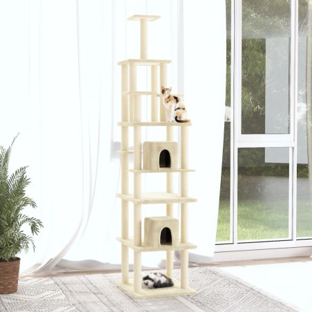 vidaXL Rascador para gatos con postes de sisal color crema 216 cm