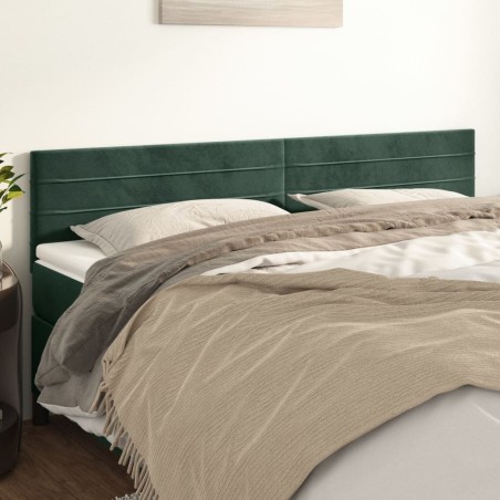 vidaXL Cabeceros 2 unidades de terciopelo verde oscuro 100x5x78/88 cm