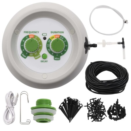 vidaXL Kit de riego por goteo automático jardín con controlador
