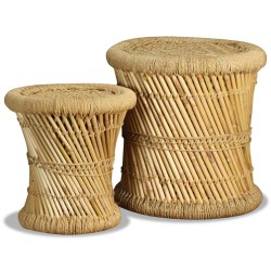 vidaXL Taburetes de cocina 2 unidades bambú y yute