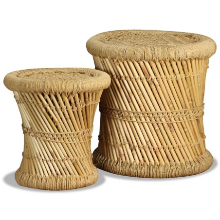 vidaXL Taburetes de cocina 2 unidades bambú y yute
