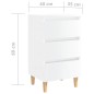 vidaXL Mesita noche con patas madera maciza blanco brillo 40x35x69 cm vidaXL Mesita noche con patas madera maciza blanco brillo 40x35x69 cm