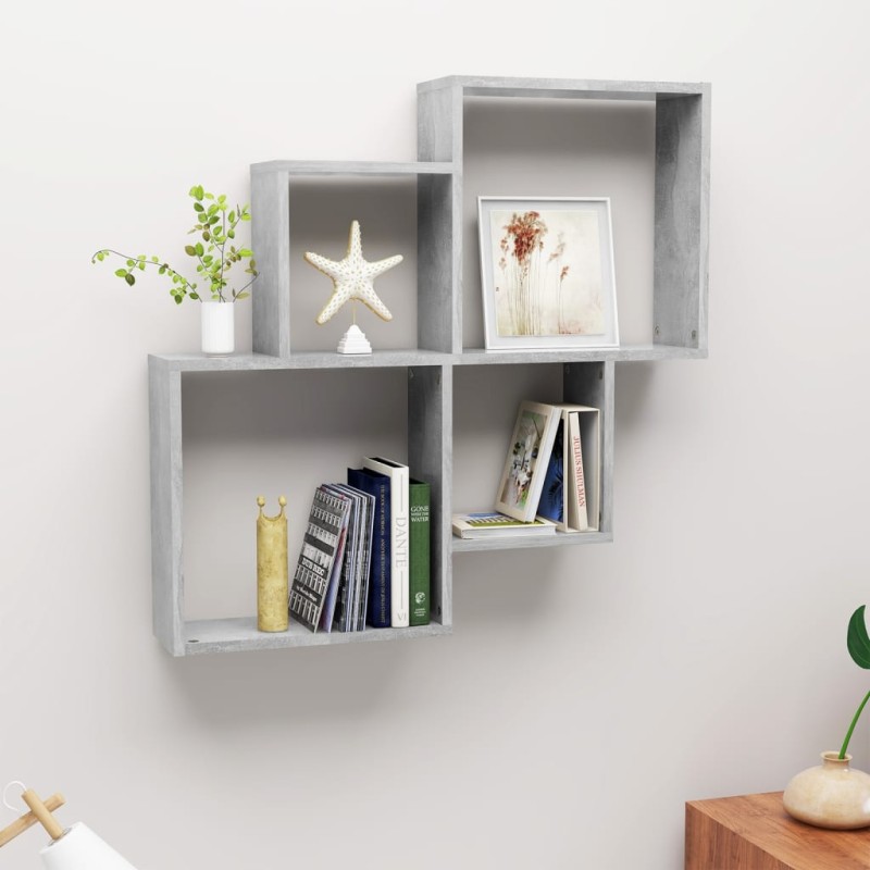 vidaXL Estante cubo de pared contrachapado gris hormigón 80x15x78,5 cm vidaXL Estante cubo de pared contrachapado gris hormigón 80x15x78,5 cm
