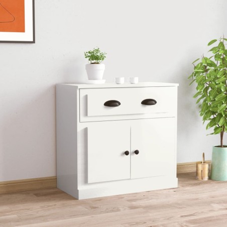 vidaXL Aparador madera contrachapada blanco brillante 70x35,5x67,5 cm