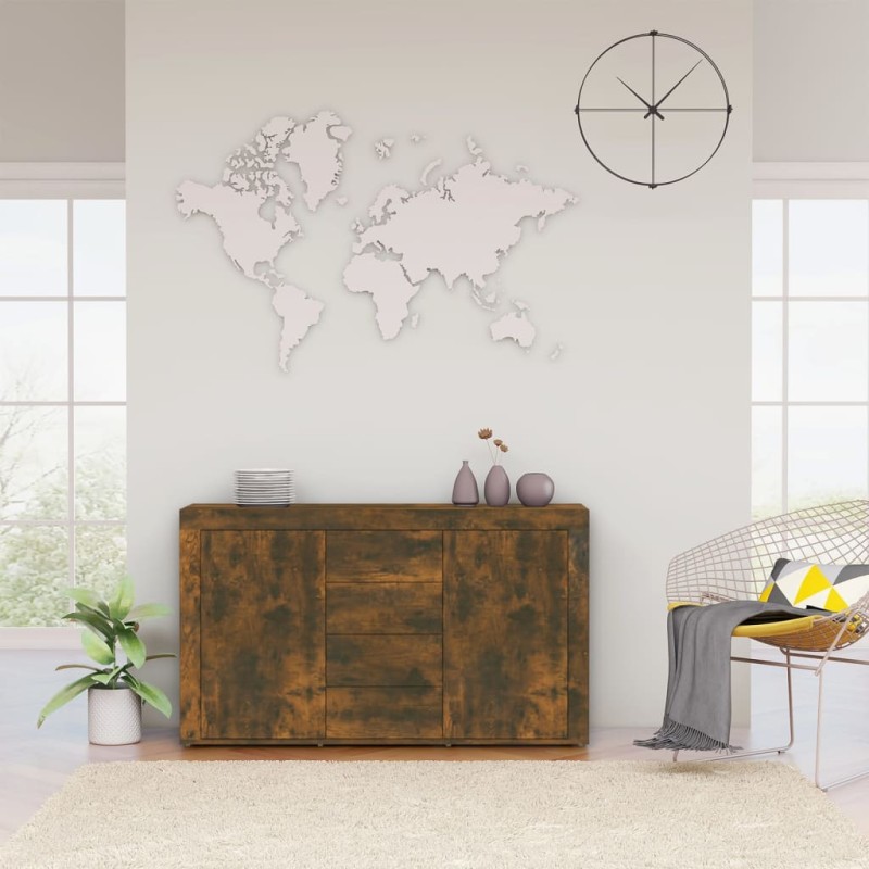 vidaXL Aparador madera contrachapada color roble ahumado 120x36x69 cm vidaXL Aparador madera contrachapada color roble ahumado 120x36x69 cm