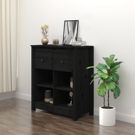 vidaXL Aparador de madera maciza de pino negro 70x35x80 cm