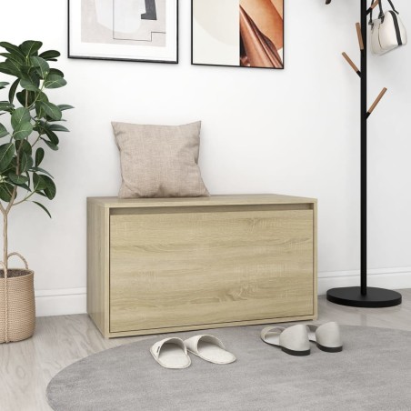 vidaXL Banco pasillo madera de ingeniería roble Sonoma 80x40x45 cm
