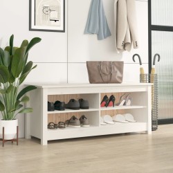 vidaXL Banco zapatero madera maciza de pino blanco 110x38x45,5 cm