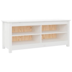 vidaXL Banco zapatero madera maciza de pino blanco 110x38x45,5 cm